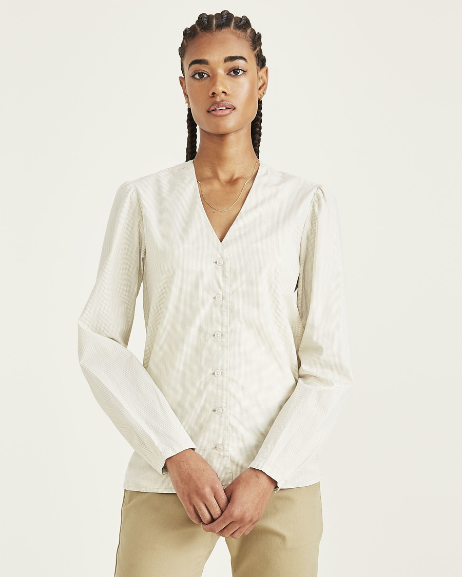 (image for) Fragrant Woven V-Neck Shirt, Regular Fit